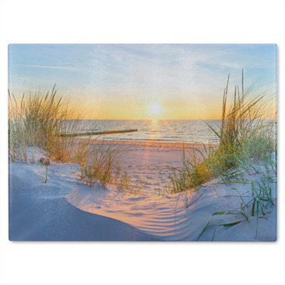 B&Q -  Sun At The Baltic Sea Beach Designer Glass Chopping Board