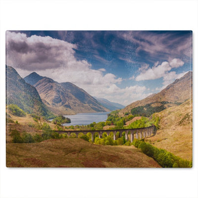B&Q -  The Glenfinnan Viaduct Designer Glass Chopping Board Designer Style