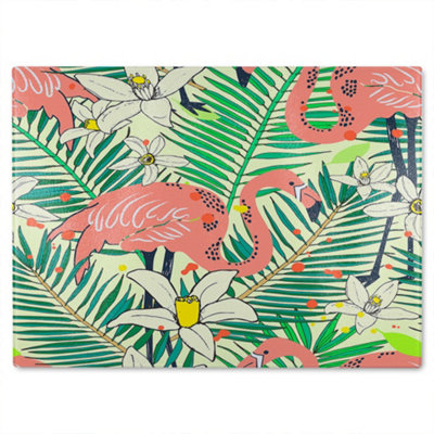 B&Q -  Palm Leaves Designer Glass Chopping Board Designer Style