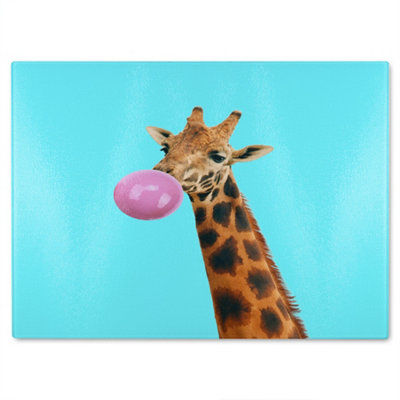 B&Q -  Bubble Gum On Color Background Designer Glass Chopping Board Designer Style