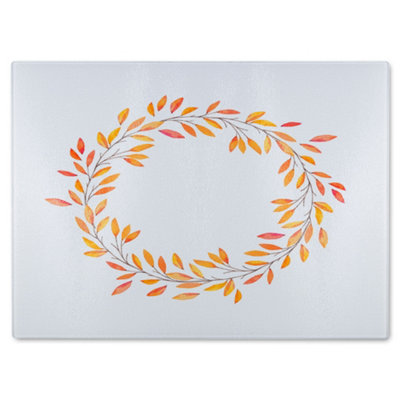 Benjamin Tate Design Autumn Reath Glass Chopping Board