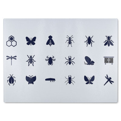 B&Q -  Insect Icons Designer Glass Chopping Board