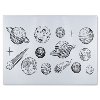 Benjamin Tate Design Of Space Objects PlanetsStars Designer Glass Chopping Board