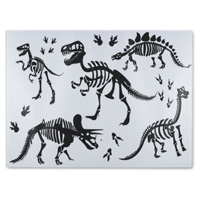 B&Q -  Stylish Dinosaur Silhouettes Designer Glass Chopping Board