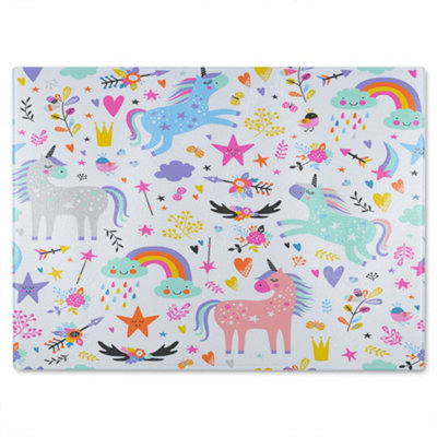 B&Q -  Unicorns Designer Glass Chopping Board