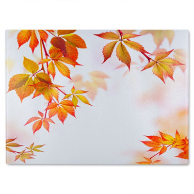 Benjamin Tate Design Autumn Leaves Glass Chopping Boarddesigner Style from B&Q