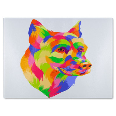 B&Q -  Amazing Illustration Dog Pop Art Designer Glass Chopping Board Designer Style