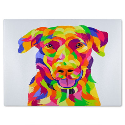 B&Q -  Amazing Illustration Of Dog Pop Art Designer Glass Chopping Board Designer Style
