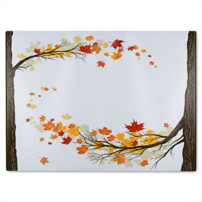 B&Q -  Autumn Trees Glass Chopping Board
