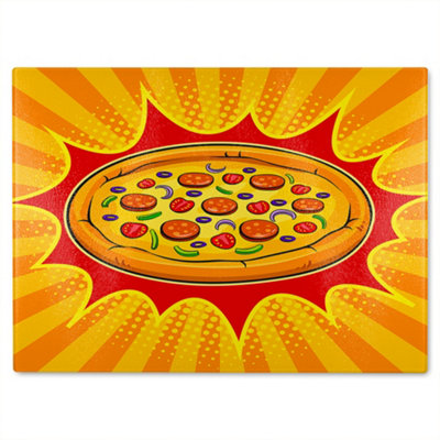 B&Q -  Art Retro Designer Glass Chopping Board