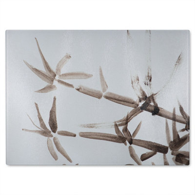 B&Q -  Japanese Painting Of Bamboo Designer Glass Chopping Board