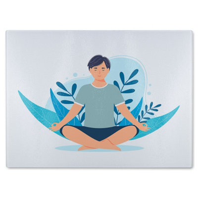 B&Q -  Meditation Illustration Designer Glass Chopping Board