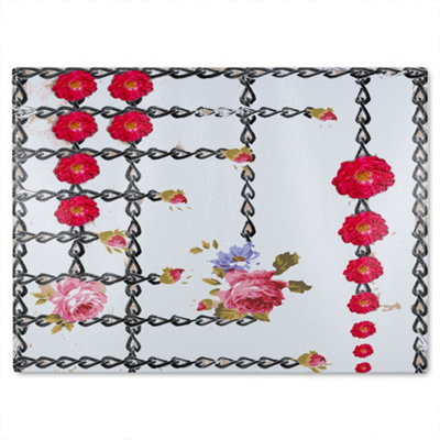 Benjamin Tate Design Roses & Chains Glass Chopping Boarddesigner Style