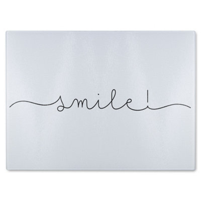 B&Q -  Text Smile Designer Glass Chopping Board