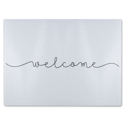 B&Q -  Text Welcome Designer Glass Chopping Board Designer Style