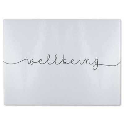 B&Q -  Text Wellbeing Designer Glass Chopping Board