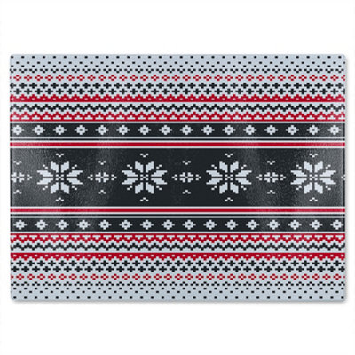 B&Q -  Abstract Christmas Dining Glass Chopping Board