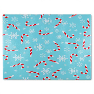 B&Q -  Candy Canes And Snowflakes Dining Glass Chopping Board