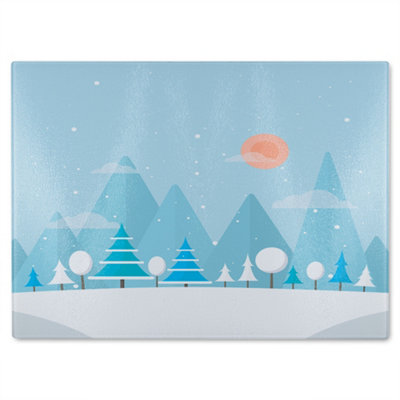 B&Q -  Christmas Snow Nature Background Dining Glass Chopping Board