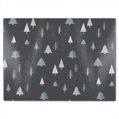 B&Q -  Christmas Winter Forest Dining Glass Chopping Board