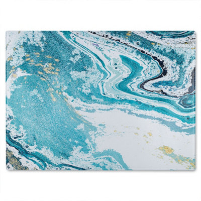 Benjamin Tate Design Blue Marble Glass Chopping Boarddesigner Style from B&Q