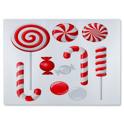 Benjamin Tate Design Different And Candies Dining Glass Chopping Boarddesigner Style Red/White