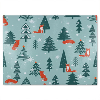 Benjamin Tate Design Fir-Trees Snow Dining Glass Chopping Boarddesigner Style