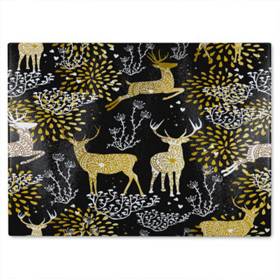 B&Q -  Golden Christmas Dining Glass Chopping Board