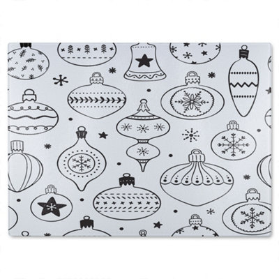 B&Q -  Hand Drawn Christmas Decorations Dining Glass Chopping Boarddesigner Style