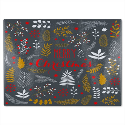 B&Q -  Merry Christmas Lettering Dining Glass Chopping Boarddesigner Style