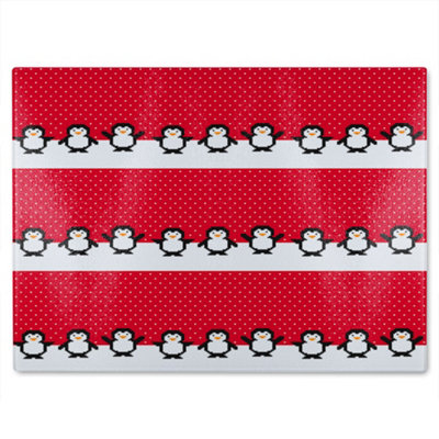 B&Q -  Penguins Dining Glass Chopping Board