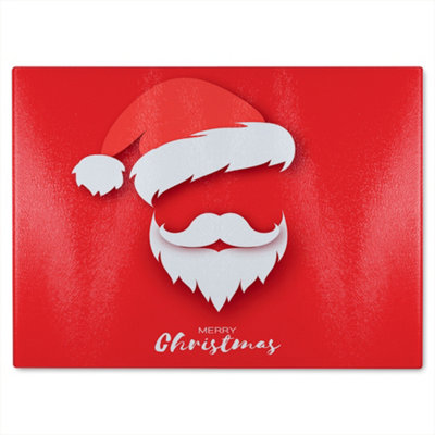 B&Q -  Santa Claus Hat And Beard Dining Glass Chopping Boarddesigner Style