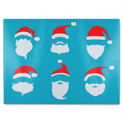 B&Q -  Santa Hats Dining Glass Chopping Boarddesigner Style