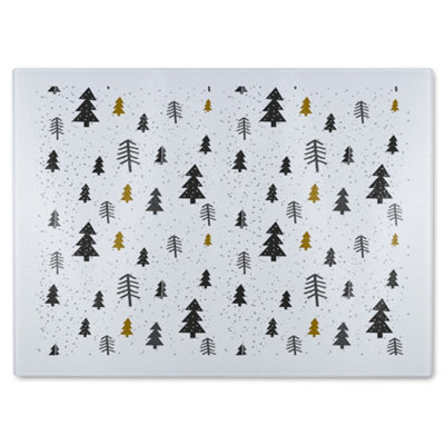 B&Q -  Winter Graphic Dining Glass Chopping Board