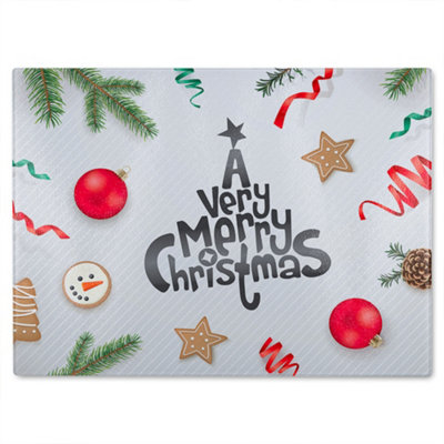 B&Q -  Christmas Greeting Design Dining Glass Chopping Board