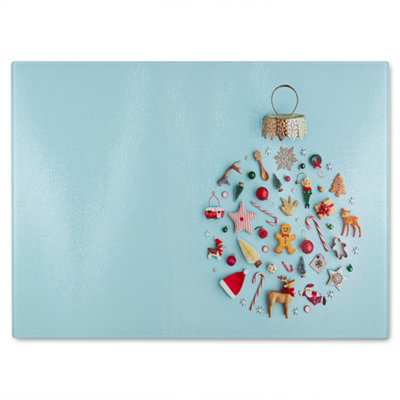 Benjamin Tate Design Christmas Objects Laid Out Dining Glass Chopping Board