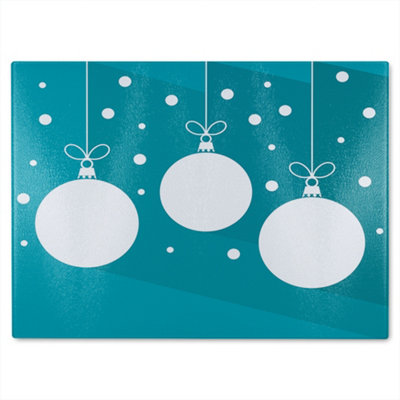 Benjamin Tate Design Green Christmas Baubles Dining Glass Chopping Board