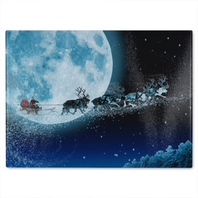 B&Q -  Magic Santa's Sleigh Dining Glass Chopping Board