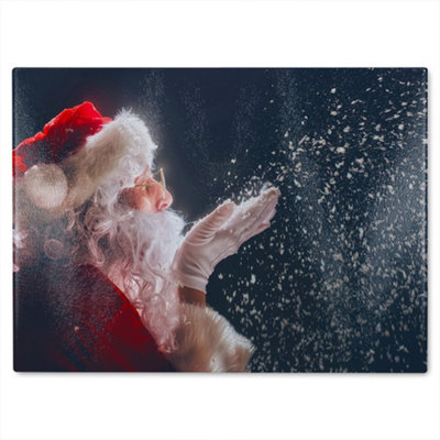 B&Q -  Merry Christmas And Happy Holidays Dining Glass Chopping Board