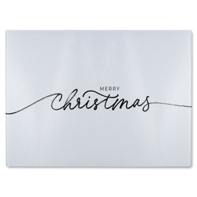 B&Q -  Merry Christmas Hand Drawn Lettering Dining Glass Chopping Boarddesigner Style