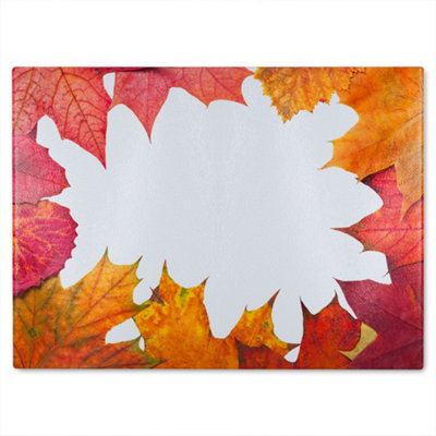 B&Q -  Red Autumn Border Glass Chopping Boarddesigner Style