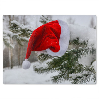 B&Q -  Santa Claus Hat Dining Glass Chopping Board