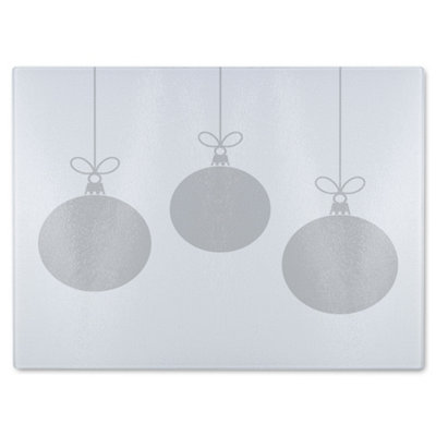 B&Q -  Three Hanging Christmas Baubles Dining Glass Chopping Boarddesigner Style