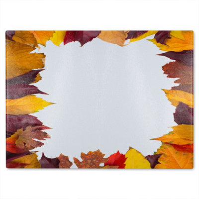 B&Q -  Orange & Purple Autumn Glass Chopping Boarddesigner Style
