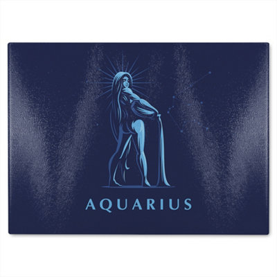 B&Q -  Sign Of The Zodiac Aquarius Dining Glass Chopping Board