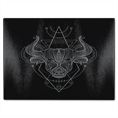 B&Q -  Zodiac Taurus Geometric Dining Glass Chopping Boarddesigner Style