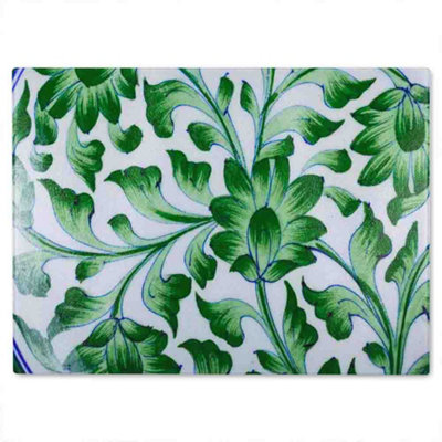B&Q -  Painted Pottery Pattern Glass Chopping Board