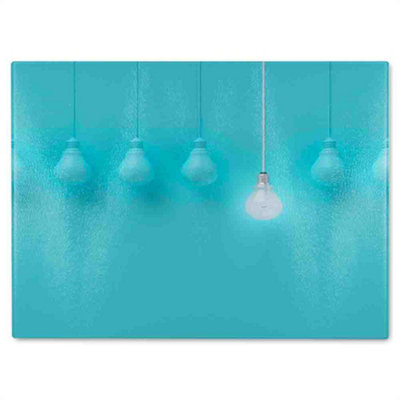 B&Q -  Blue Bulbs Glass Chopping Board