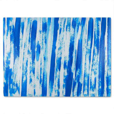 B&Q -  Blue Paint Strokes Glass Chopping Boarddesigner Style