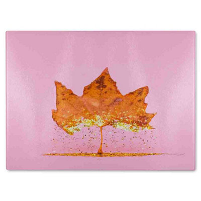Benjamin Tate Design Glitter Leaf Glass Chopping Boarddesigner Style from B&Q